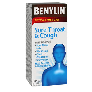
                  
                    Load image into Gallery viewer, Benylin Extra Strength Sore Throat &amp;amp; Cough Syrup
                  
                