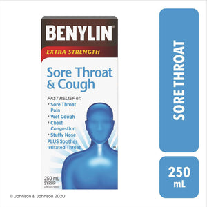 
                  
                    Load image into Gallery viewer, Benylin Extra Strength Sore Throat &amp;amp; Cough Syrup
                  
                